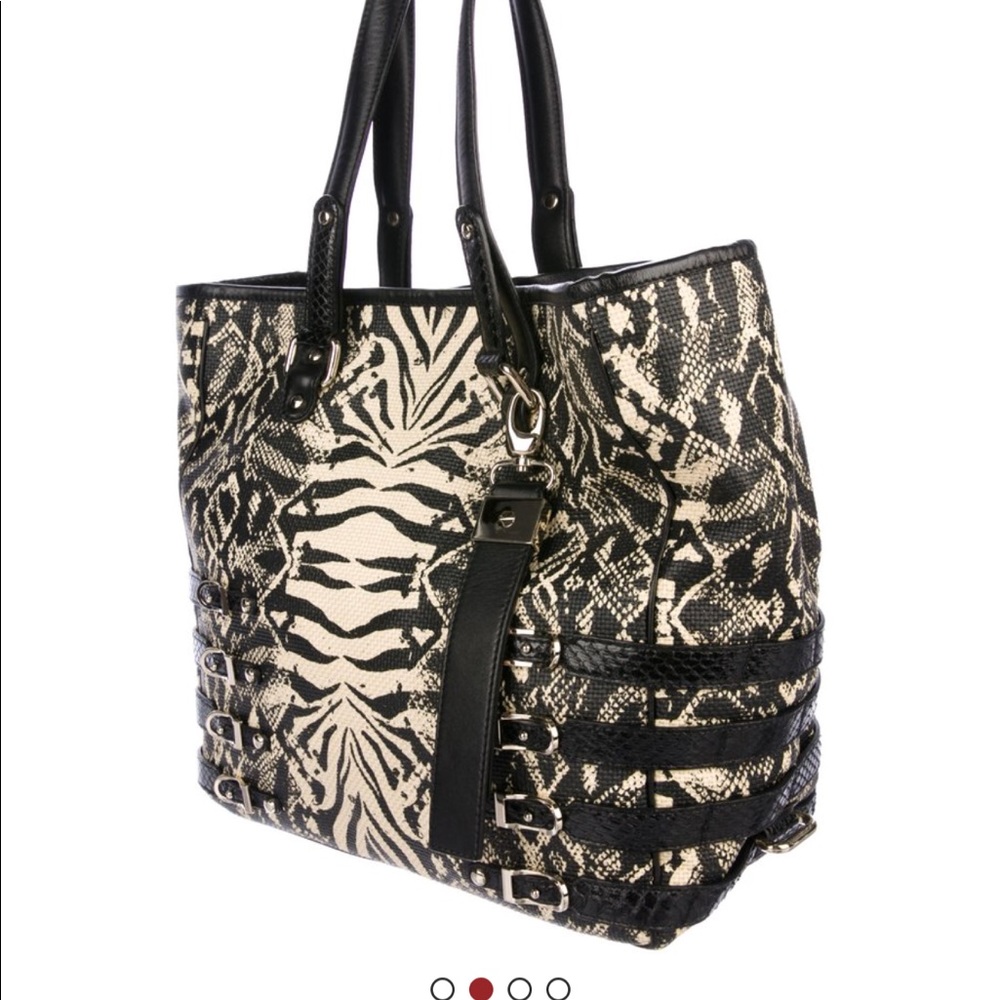 Jimmy Choo Python-Trimmed Straw Hobo - Picture 2 of 4
